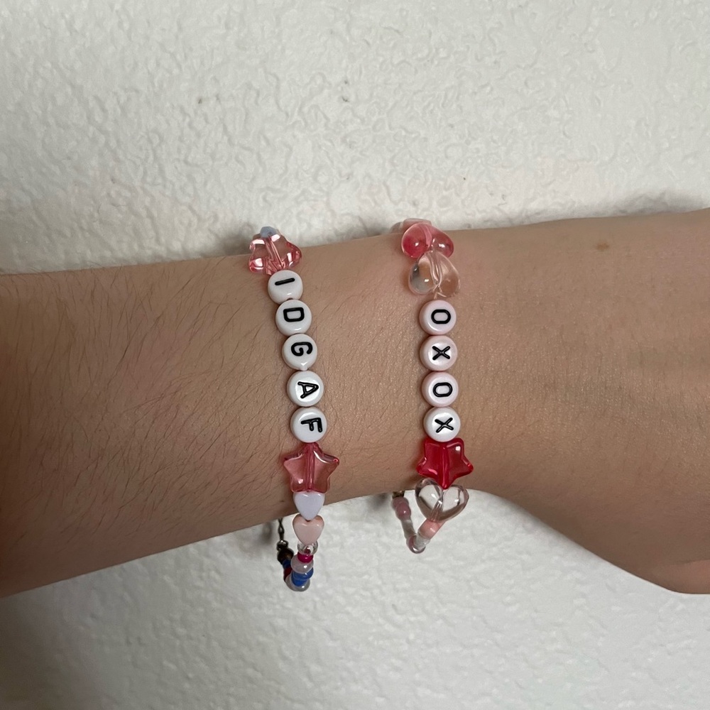 Urban Outfitters Red and Pink Beaded Bracelets